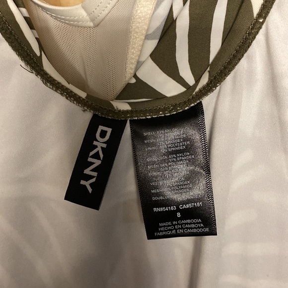 DKNY one piece swimming suit, size 8 color olive and white. - Picture 7 of 8